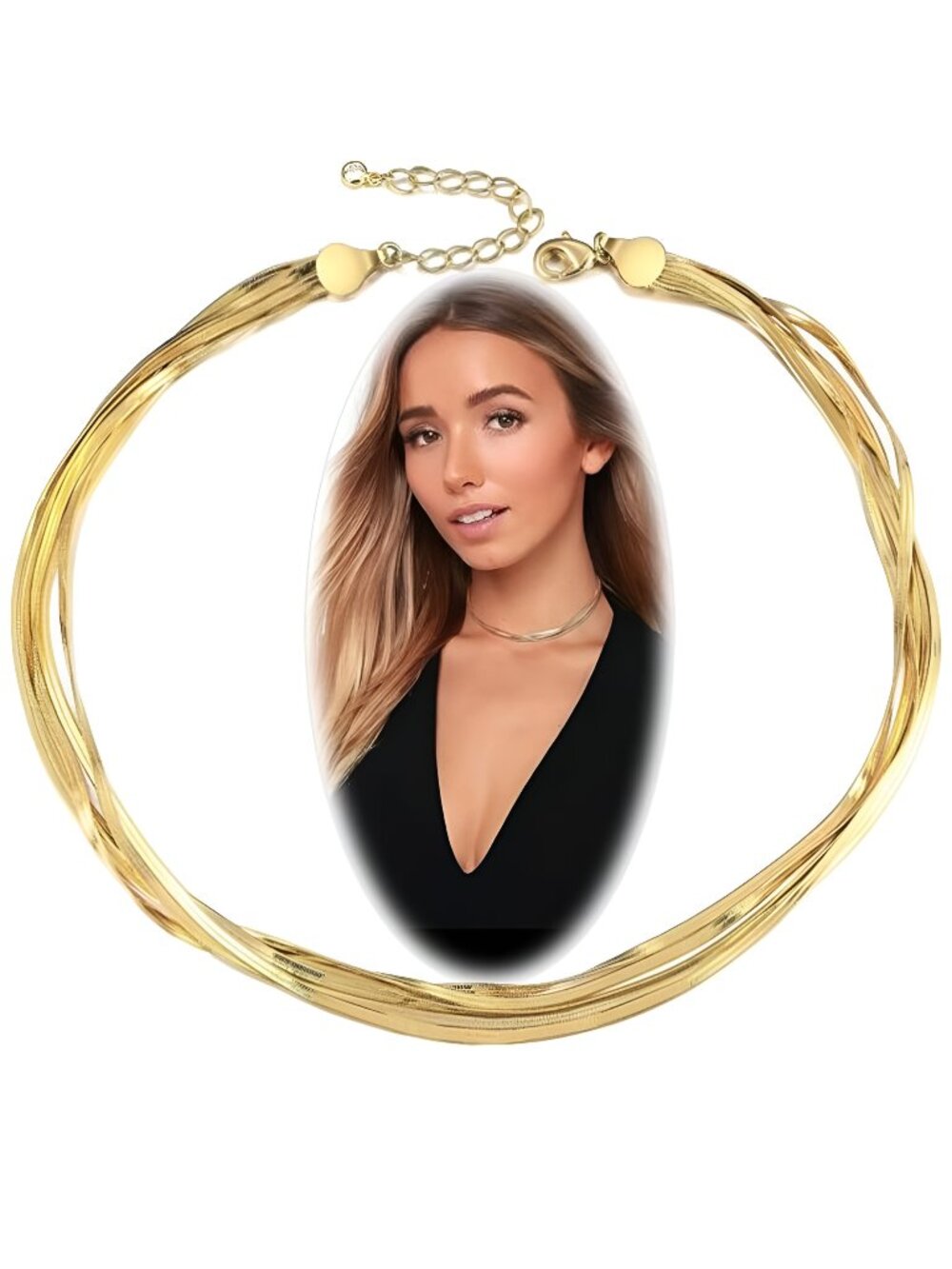 14K Gold Filled Herringbone Chain Layered Necklaces for Women